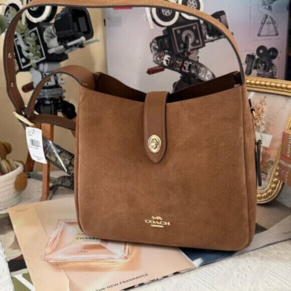 COACH Hadley Convertible Crossbody Bag Suede Brown CW004 New - Picture 1 of 9